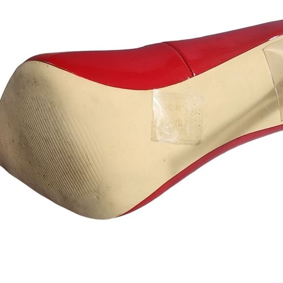 Azalea Wang 7.5 Apple Red Pumps 4.25” Stiletto Clear Heels Patent Leather - Picture 3 of 7